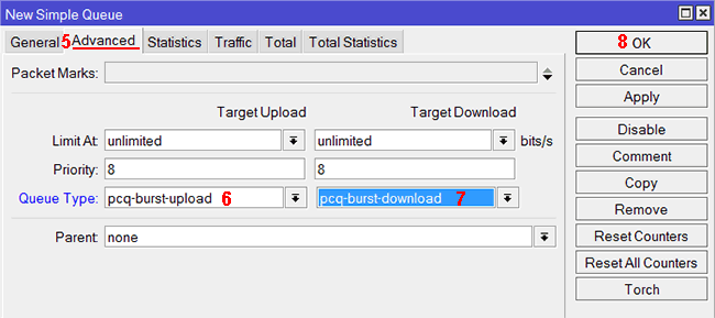 Выбор pcq burst очередей в MikroTik
